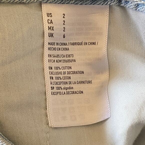 American Eagle Woman's Size 2 Light Wash Button Fly Denim Mini Y2K Jean Skirt - Picture 4 of 9